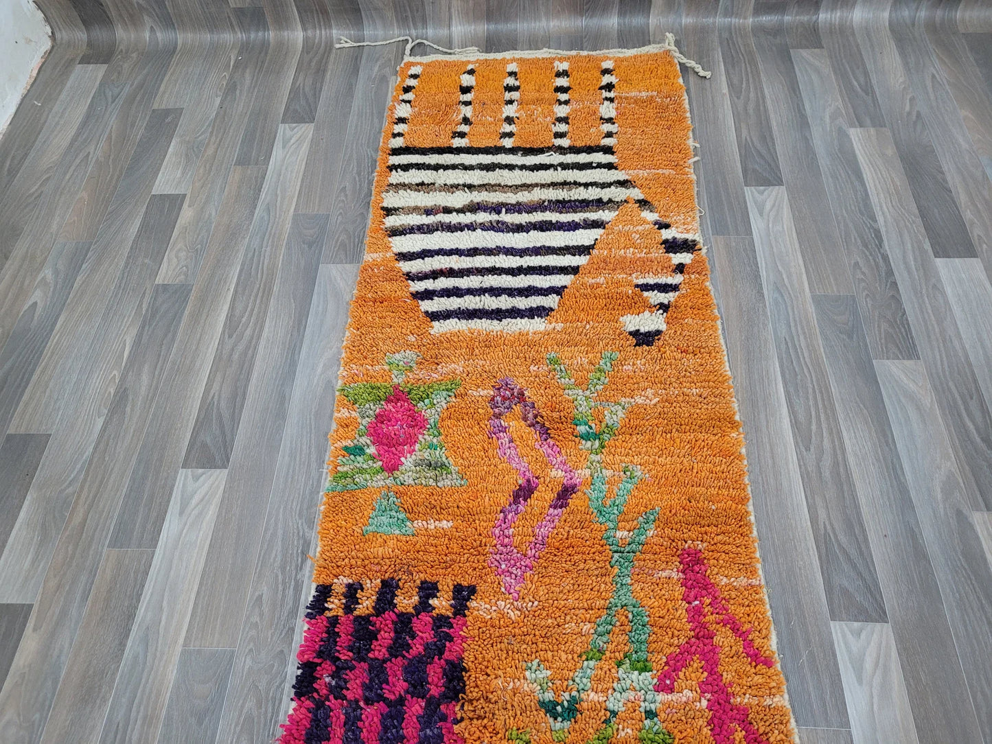Boujaad Runner Rug – Orange and Multicolor