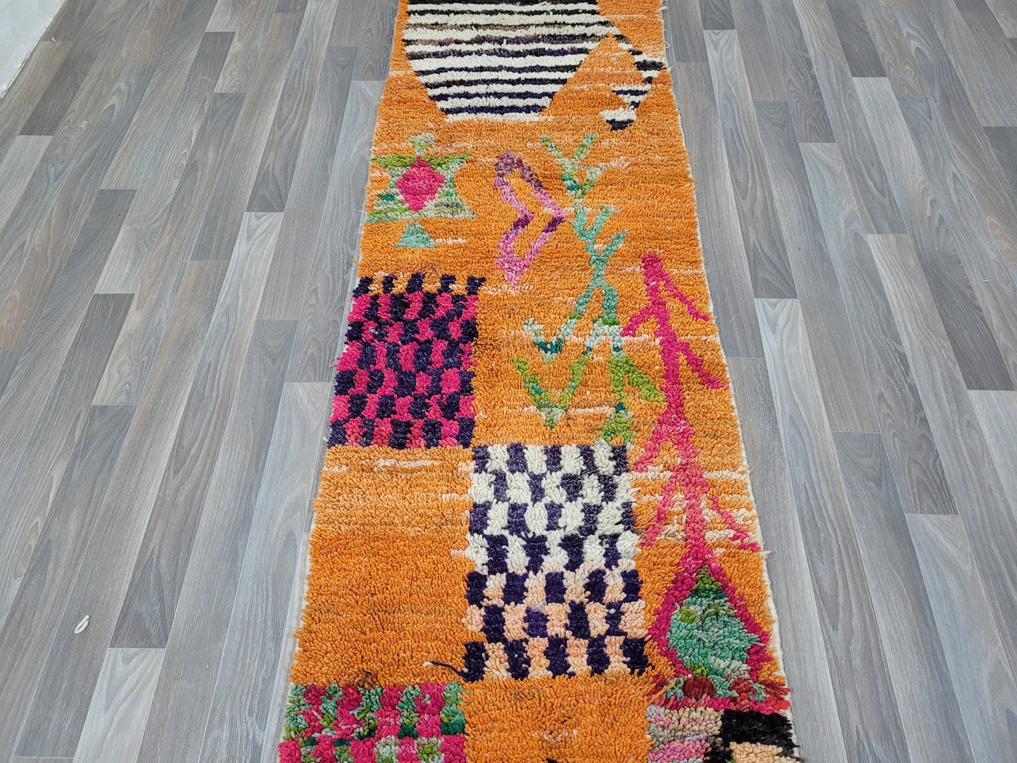 Boujaad Runner Rug – Orange and Multicolor