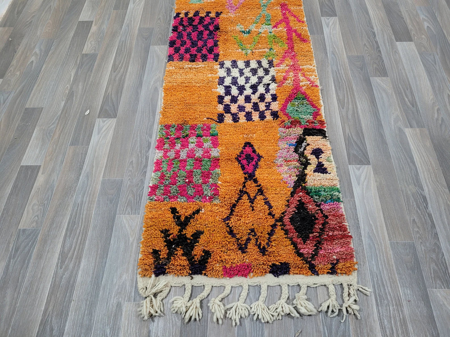 Boujaad Runner Rug – Orange and Multicolor