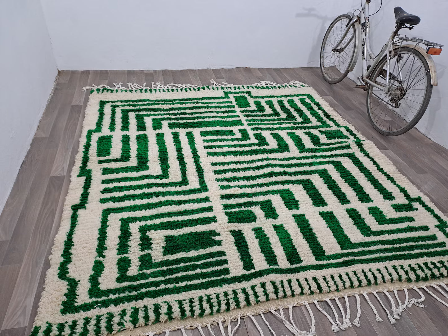 White And Green - Berber Rug