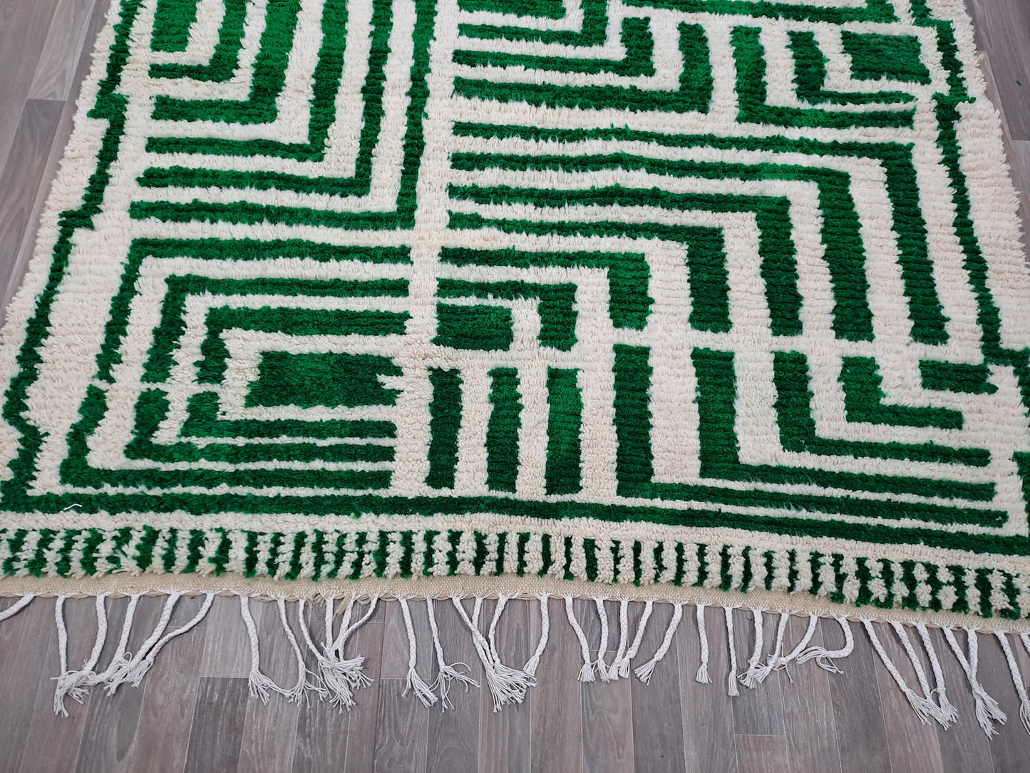 White And Green - Berber Rug