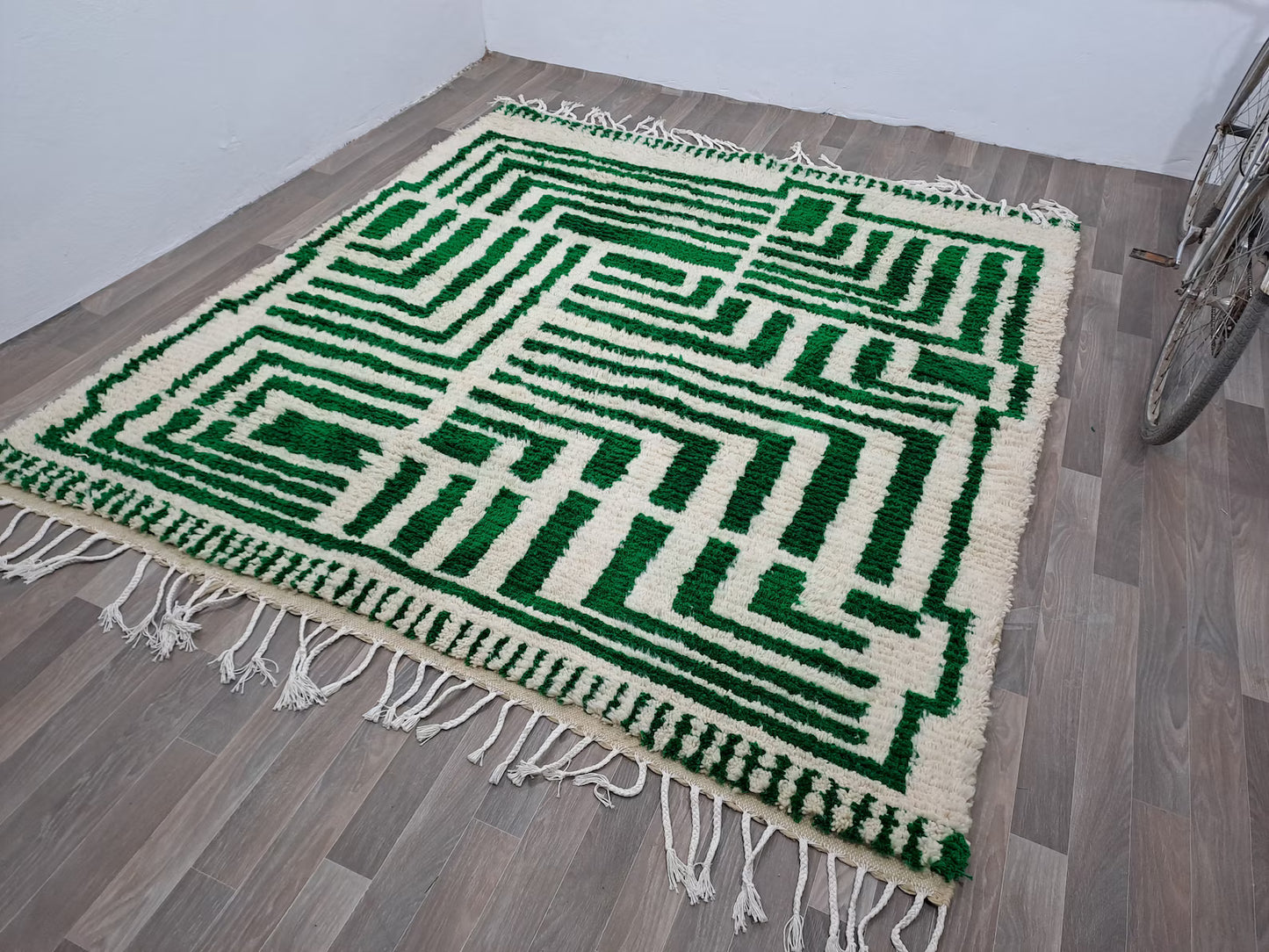 White And Green - Berber Rug