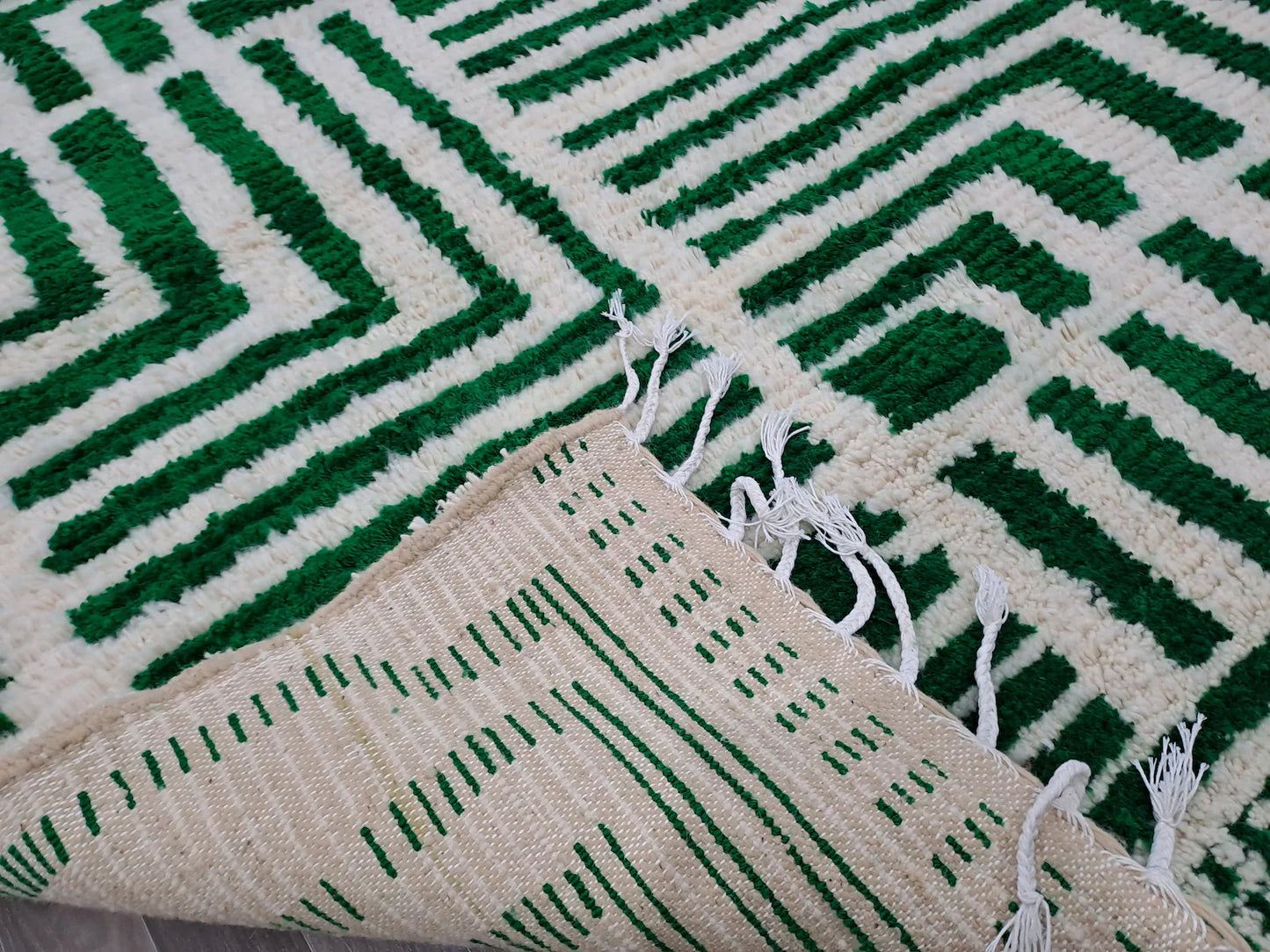 White And Green - Berber Rug