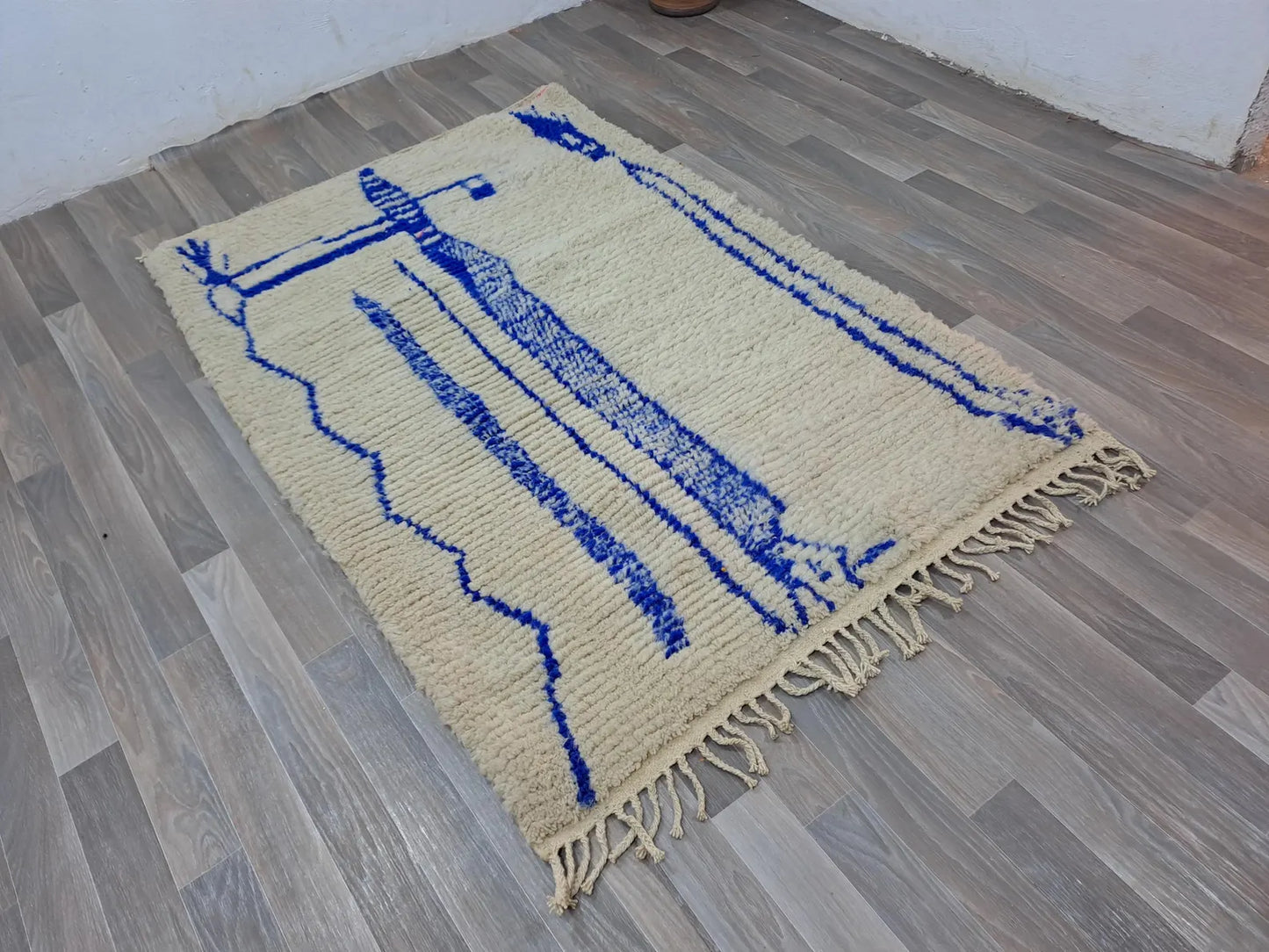 Beni Ourain - White Blue Rug