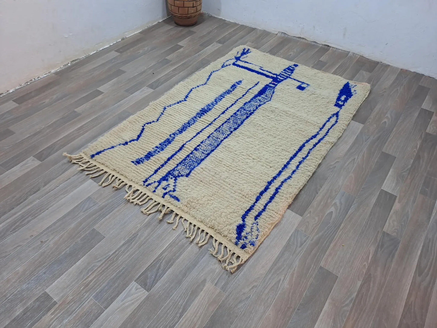 Beni Ourain - White Blue Rug