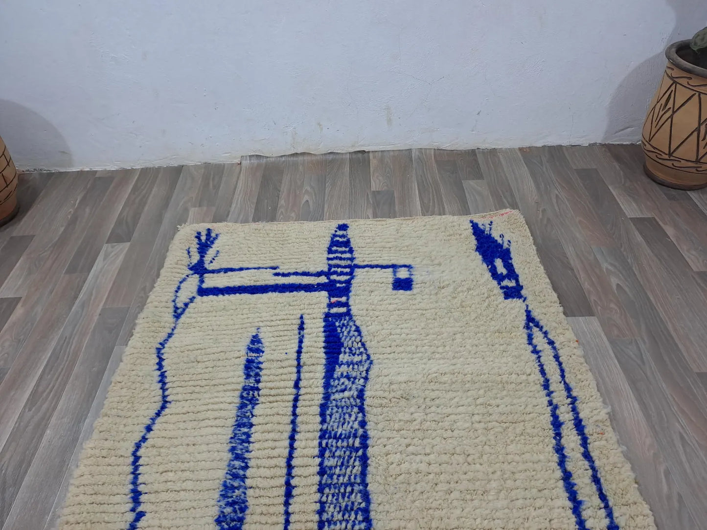 Beni Ourain - White Blue Rug