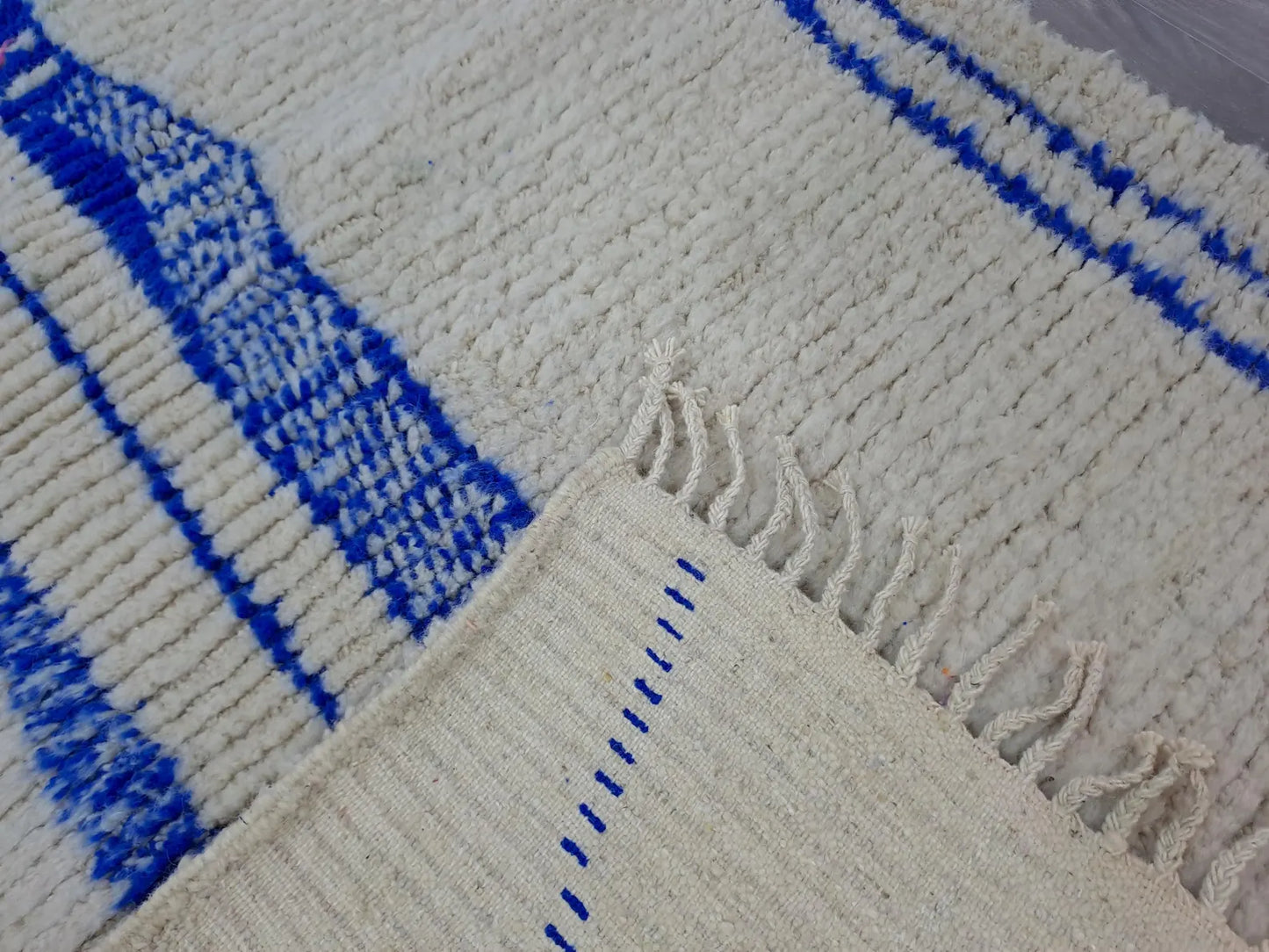 Beni Ourain - White Blue Rug