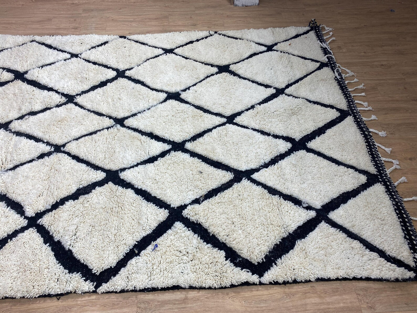 New Azilal Rug - White And Black Lines Berber