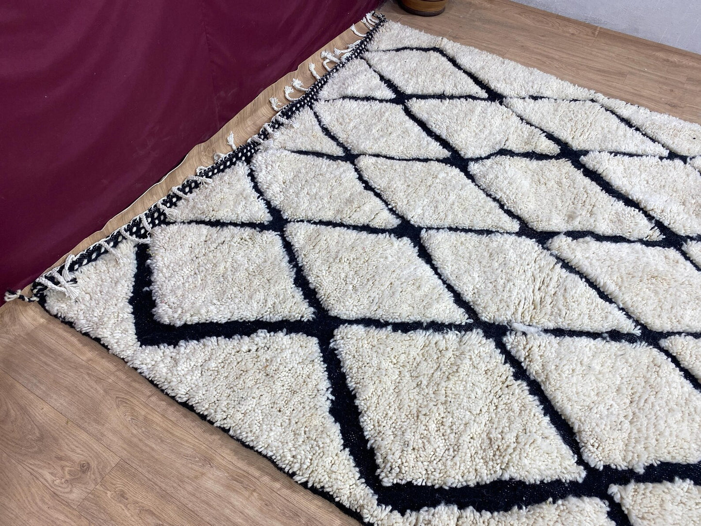 New Azilal Rug - White And Black Lines Berber