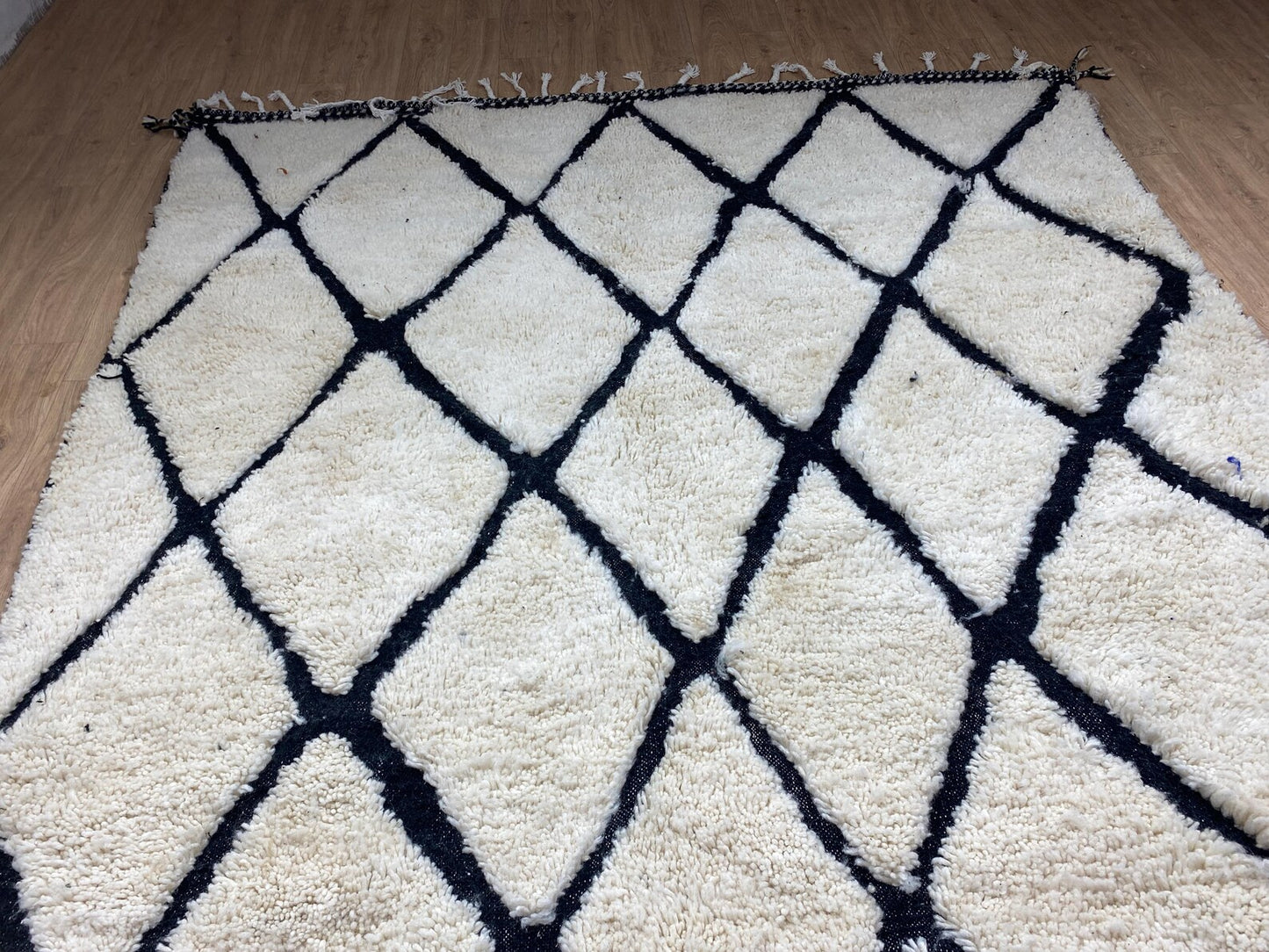 New Azilal Rug - White And Black Lines Berber