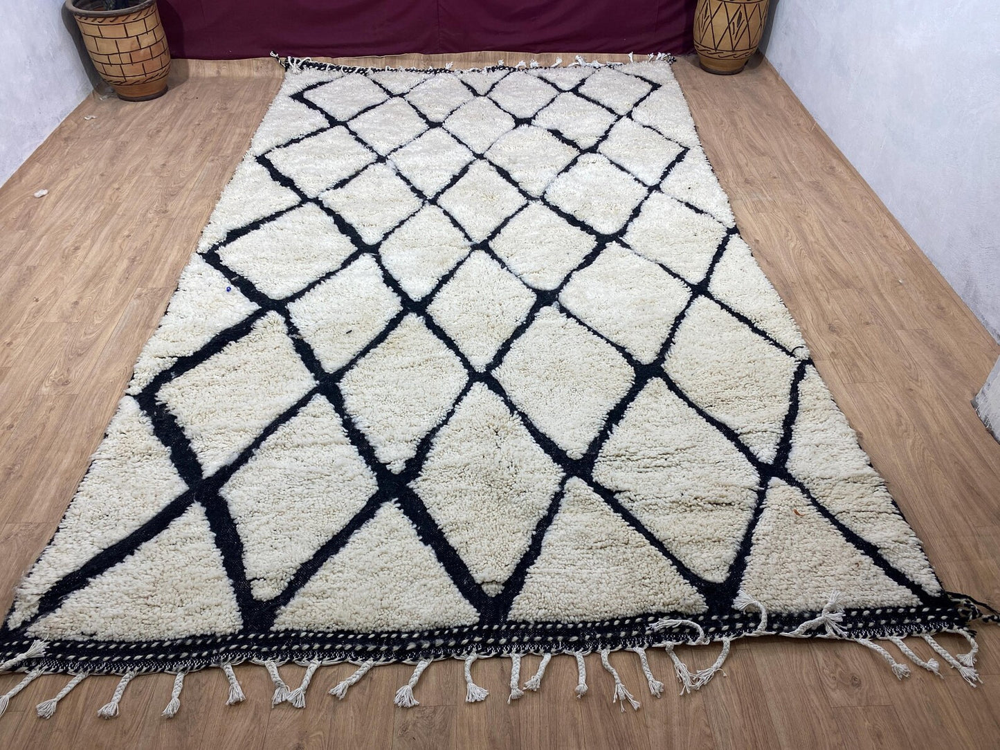 New Azilal Rug - White And Black Lines Berber
