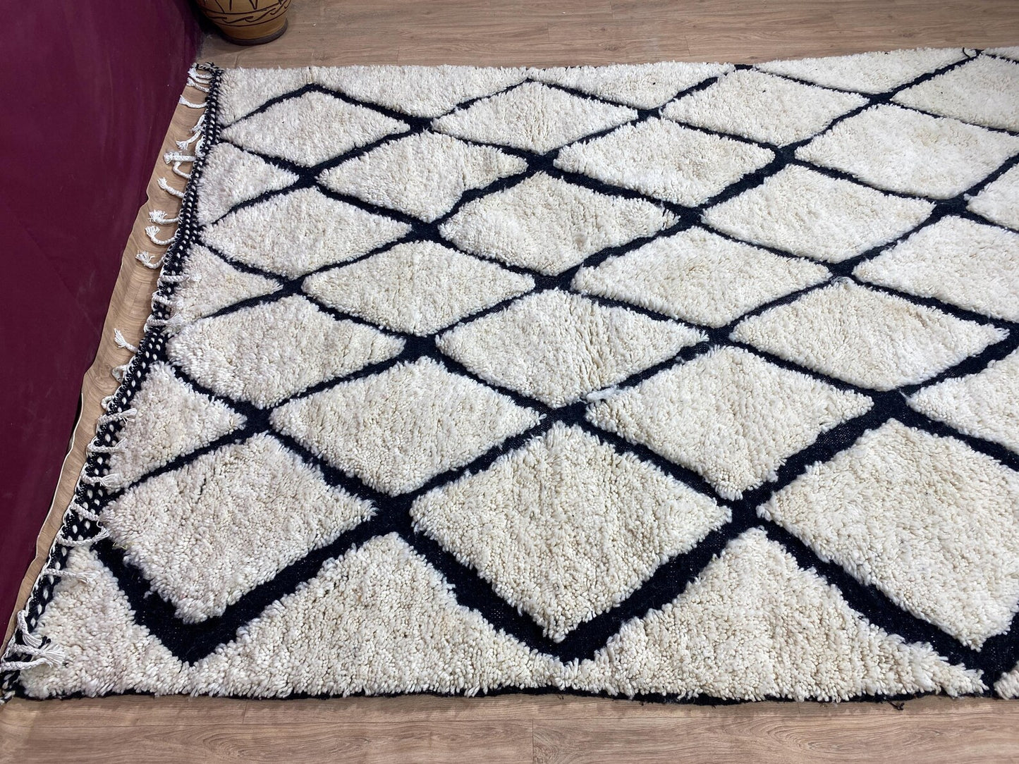 New Azilal Rug - White And Black Lines Berber