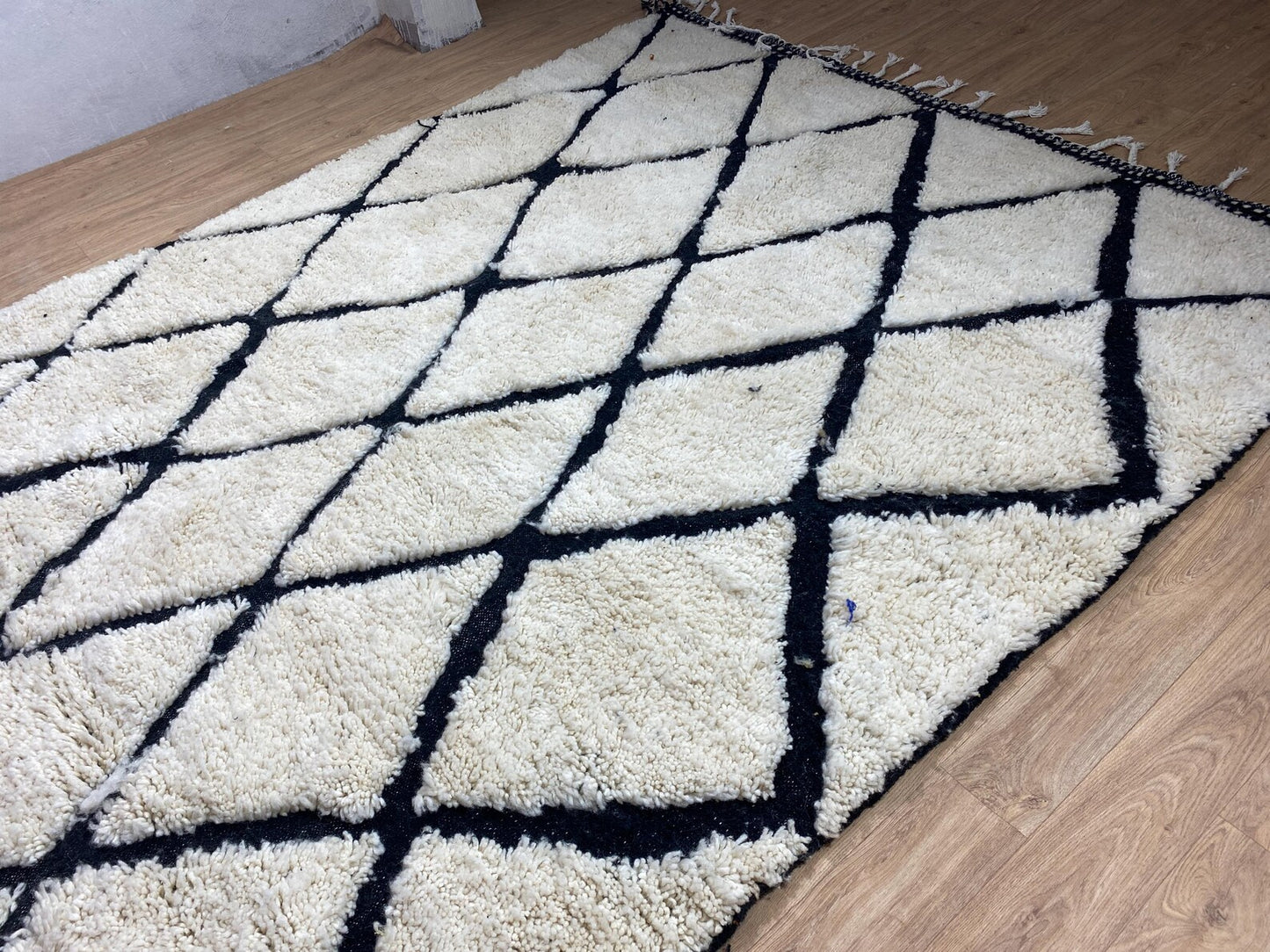 New Azilal Rug - White And Black Lines Berber