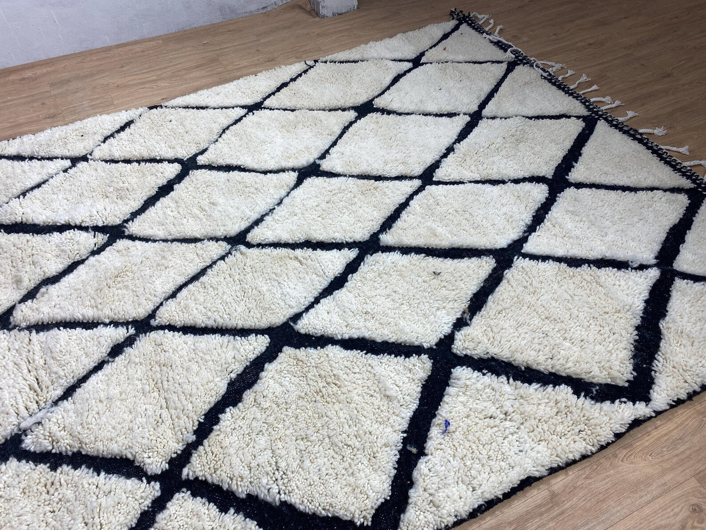 New Azilal Rug - White And Black Lines Berber