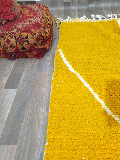 New Beni Ouarain Rug –White And Yellow