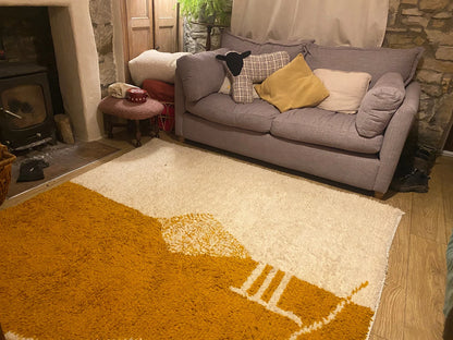 New Beni Ouarain Rug –White And Yellow