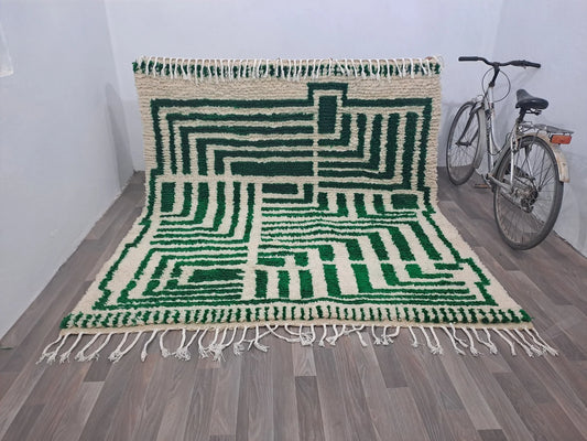 White And Green - Berber Rug