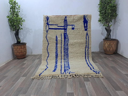 Beni Ourain - White Blue Rug