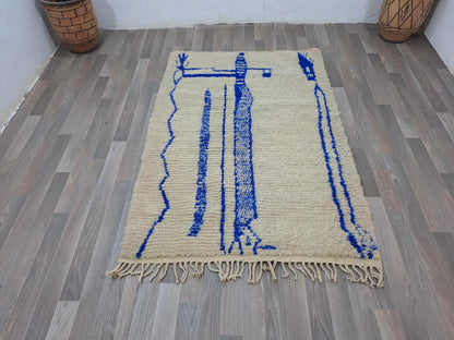 Beni Ourain - White Blue Rug