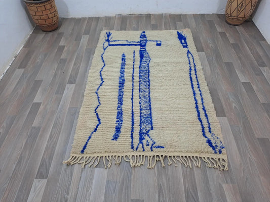 Beni Ourain - White Blue Rug
