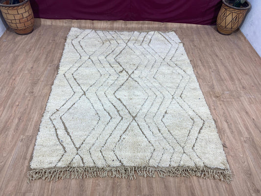 Beni Ourain Rug - Beige & White