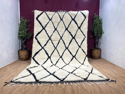 New Azilal Rug - White And Black Lines Berber
