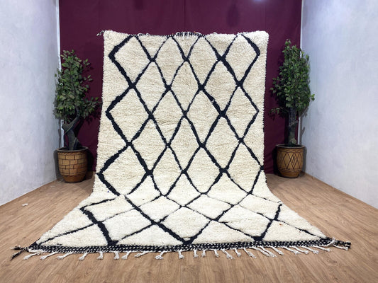 New Azilal Rug - White And Black Lines Berber