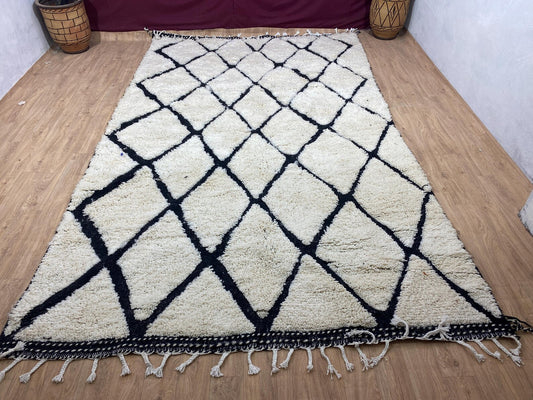 New Azilal Rug - White And Black Lines Berber