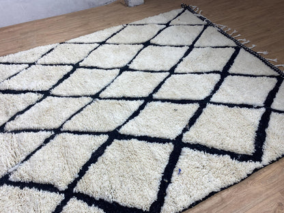 New Azilal Rug - White And Black Lines Berber