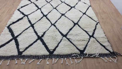 New Azilal Rug - White And Black Lines Berber